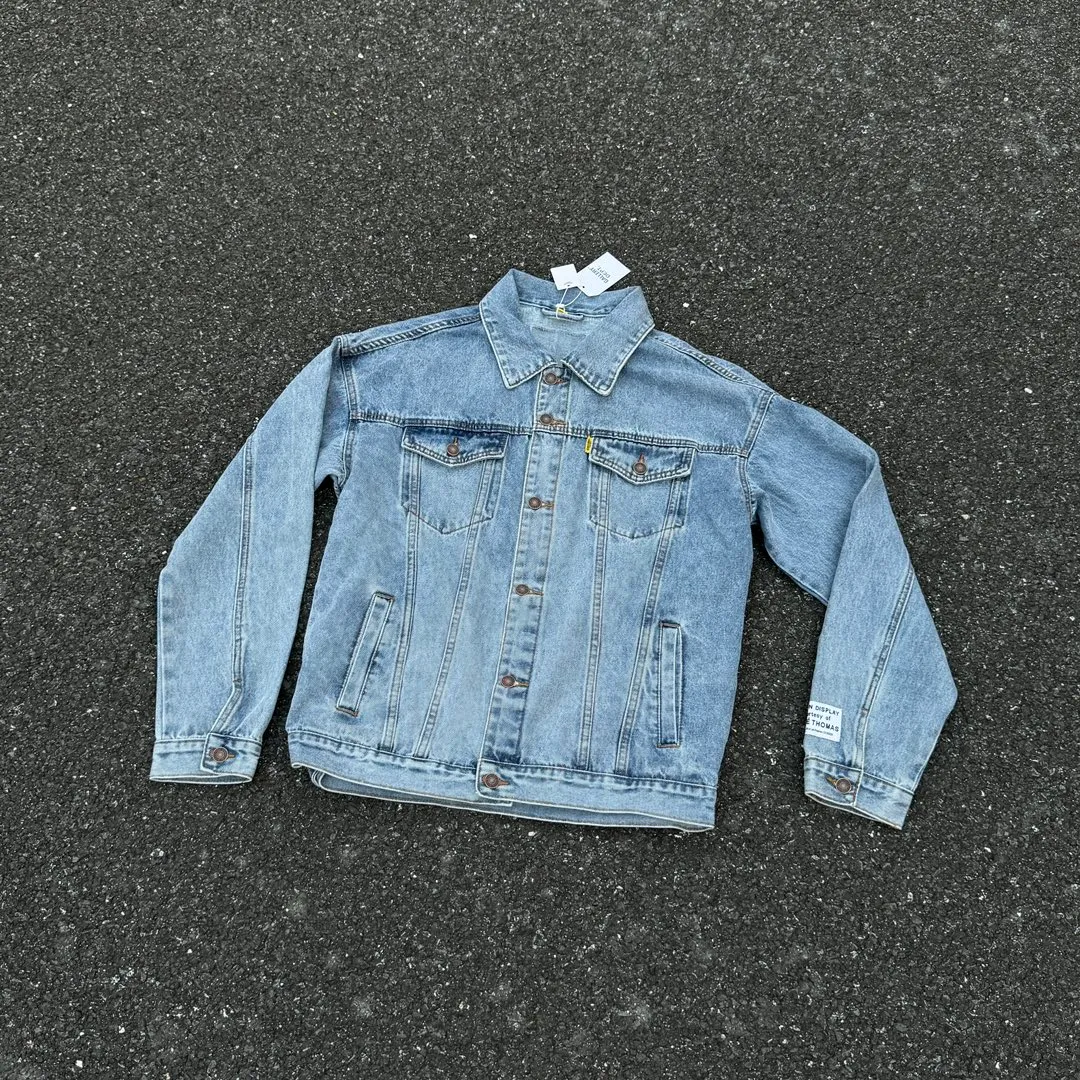 P260💰GA101 GALLERY DEPT. 22fw Vintage Andy Denim Jacket embroidered black logo washed distressed denim jacket denim jacket couple same style Size: S-XL